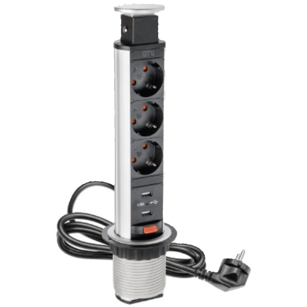 ELEKTRONIKA REJTETT ELOSZTÓ 3-AS+USB SZÜRKE